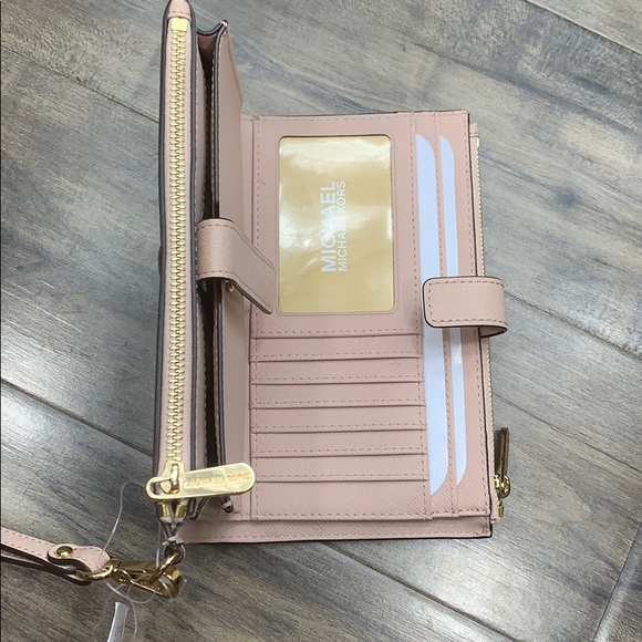 MICHAEL KORS LG DOUBLE ZIP WRISTLET BALLET POWDER BLUSH NWT - Picture 12 of 15